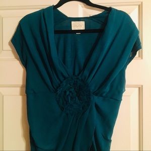 Dark teal top with front detail from Anthropologie